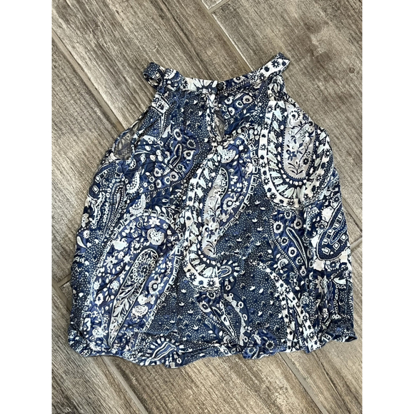 Size 8 Old Navy Blue Paisley Flowing Tank‎ Top - Picture 2 of 4